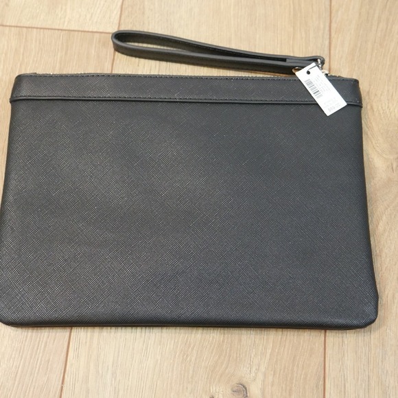 White House Black Market Black Sunflower Floral Studded Wristlet Clutch Bag NWT - Picture 5 of 7